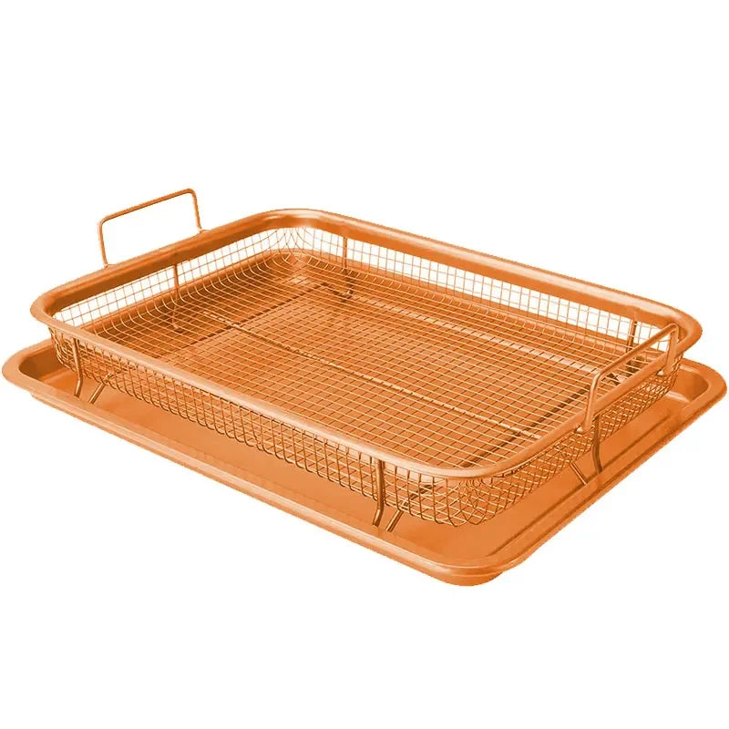 Copper Baking Tray Oil Frying Baking Pan Non-Stick Chips Basket Baking Dish Grill Mesh Barbecue Tools Cookware for Kitchen