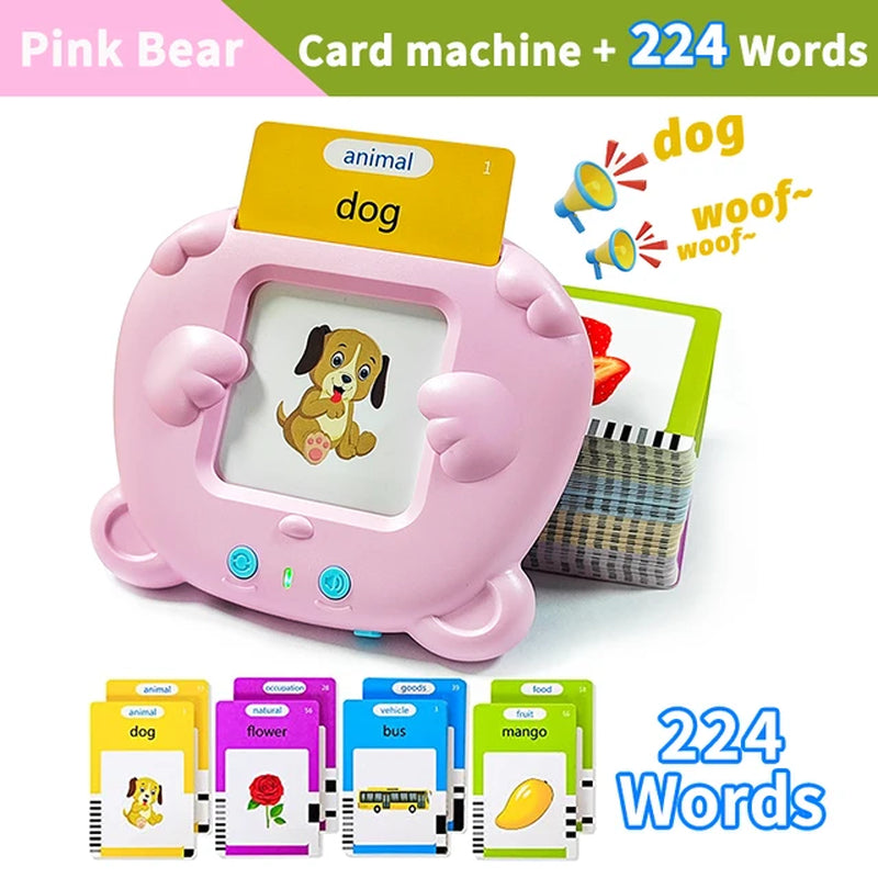 Montessori Education Flash Cards Machine Early Educational Learning English Electronic Audio Book Toy for Children Birthday Gift