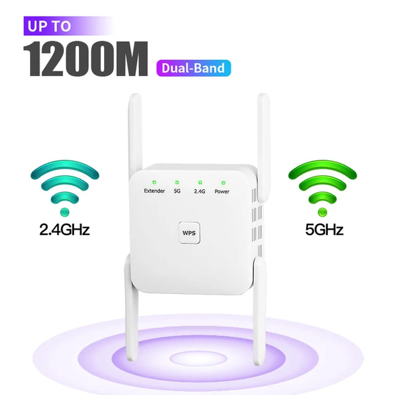 5Ghz Wifi Repeater AC1200 Wi-Fi Booster Wifi Extender Amplifier 2.4G/5Ghz Wi-Fi Signal Booster Long Range Network Access Point