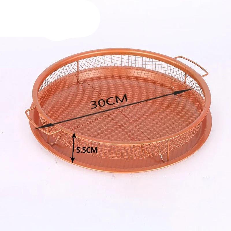 Copper Baking Tray Oil Frying Baking Pan Non-Stick Chips Basket Baking Dish Grill Mesh Barbecue Tools Cookware for Kitchen