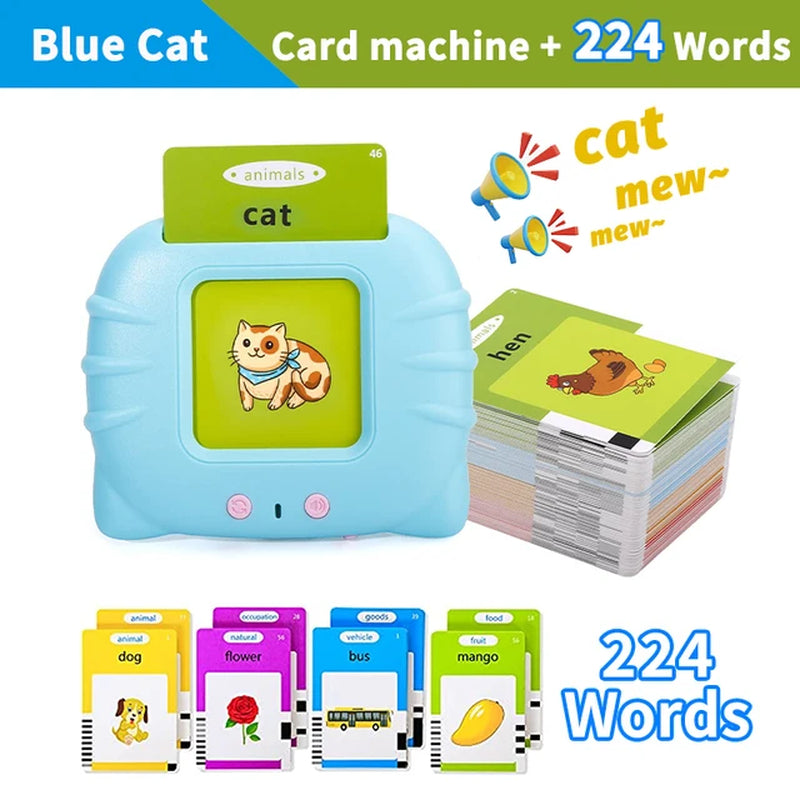 Montessori Education Flash Cards Machine Early Educational Learning English Electronic Audio Book Toy for Children Birthday Gift