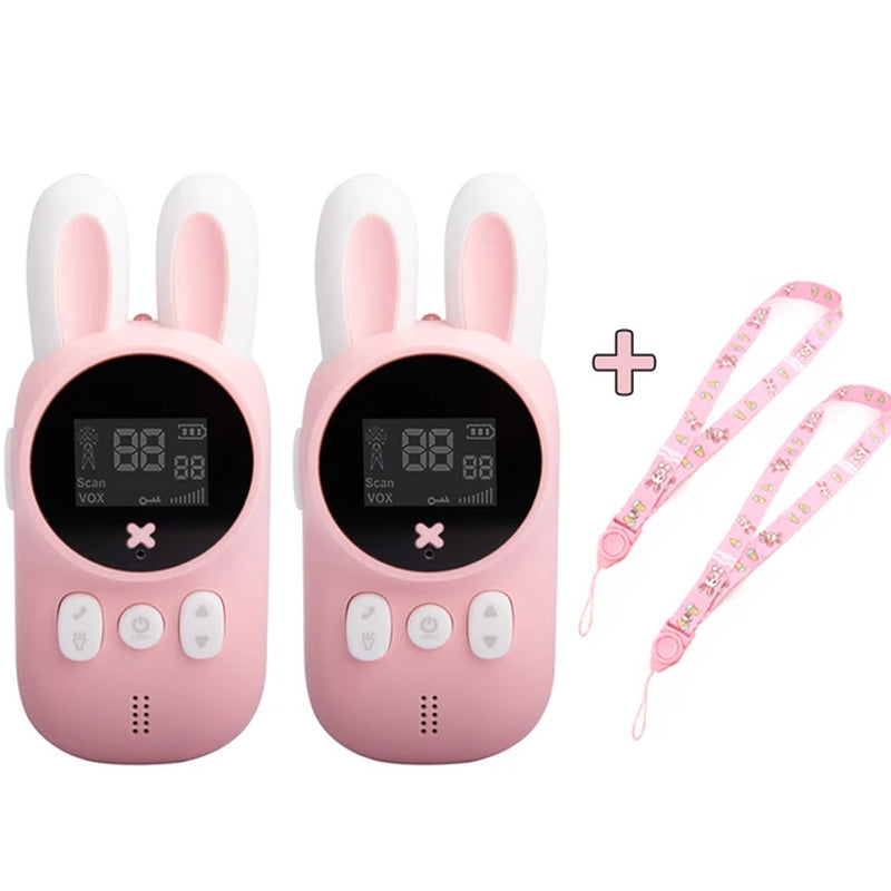 2PCS Kids Walkie Talkie Mini Phone Call Children Cartoon Talkie Walkie Toys 3KM Range UHF Radio Interphone Boys Girls Gifts