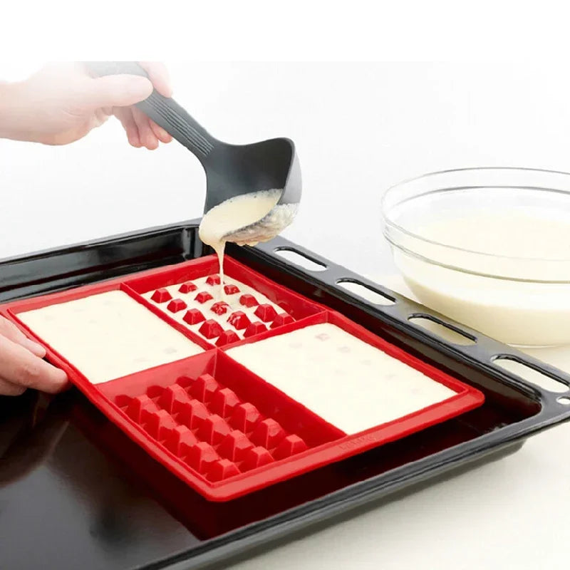 Food Grade Silicone Waffle Mold DIY Cake Mould Non-Stick Silicone Baking Mold Set Kitchen Bakeware Waffle Maker