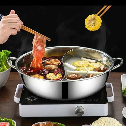 Yuanyang Pot Double Split Hot Pot Stainless Steel Hot Pot Kitchen Cooker Gas Stove Compatible Pot Home Kitchen Cooker