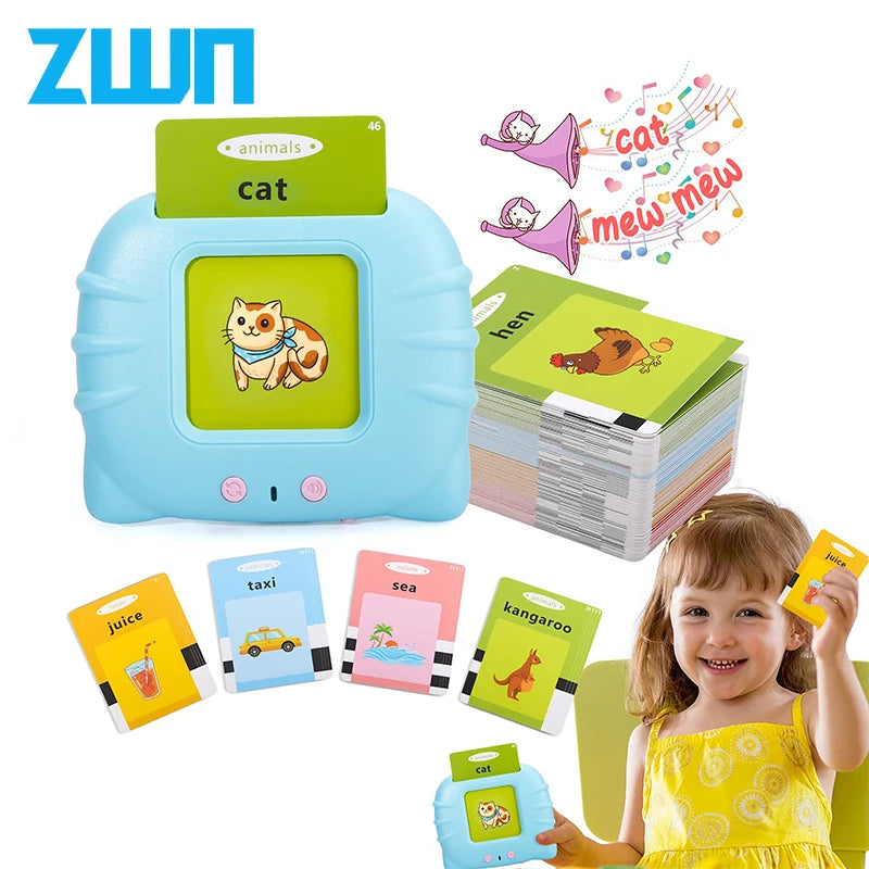 Montessori Education Flash Cards Machine Early Educational Learning English Electronic Audio Book Toy for Children Birthday Gift