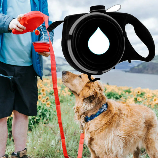 Multifunction Small Pet Dog Leash Rope for Big Dog Collar with Built-In Water Bottle Bowl Waste Bag Dispenser Dog Accessories