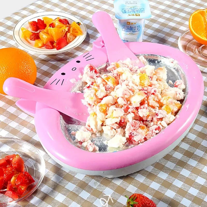 Portable Mini Pan Fried Ice Cream Roll Machine Household Frozen Yogurt Machine DIY Kitchien Home Ice Cream Maker