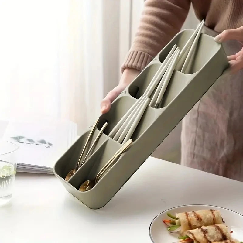 Multi-Purpose Cutlery Storage Tray Cutlery Fork Spoon Compartmentalized Organizer Kitchen Drawer Categorized Storage Boxes