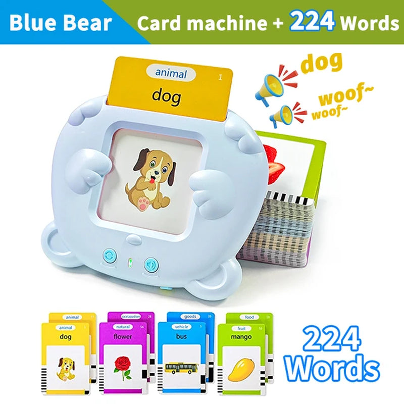 Montessori Education Flash Cards Machine Early Educational Learning English Electronic Audio Book Toy for Children Birthday Gift