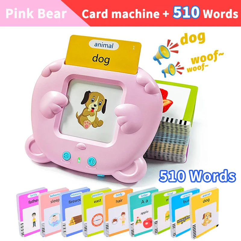 Montessori Education Flash Cards Machine Early Educational Learning English Electronic Audio Book Toy for Children Birthday Gift