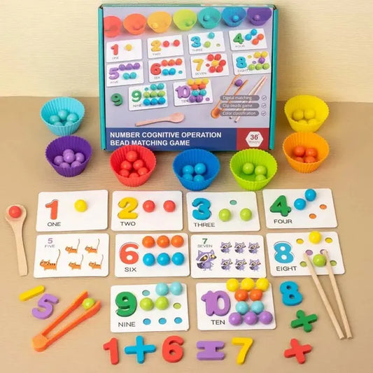 Montessori Mathematics Props Baby Digital Cognitive Pairing Puzzle Puzzle Igenious Ingenious Pearl Children'S Fine Action Toys