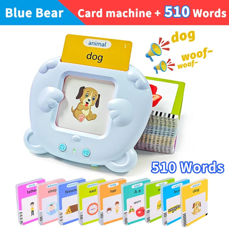 Montessori Education Flash Cards Machine Early Educational Learning English Electronic Audio Book Toy for Children Birthday Gift