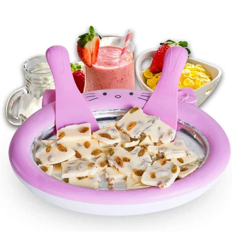 Portable Mini Pan Fried Ice Cream Roll Machine Household Frozen Yogurt Machine DIY Kitchien Home Ice Cream Maker