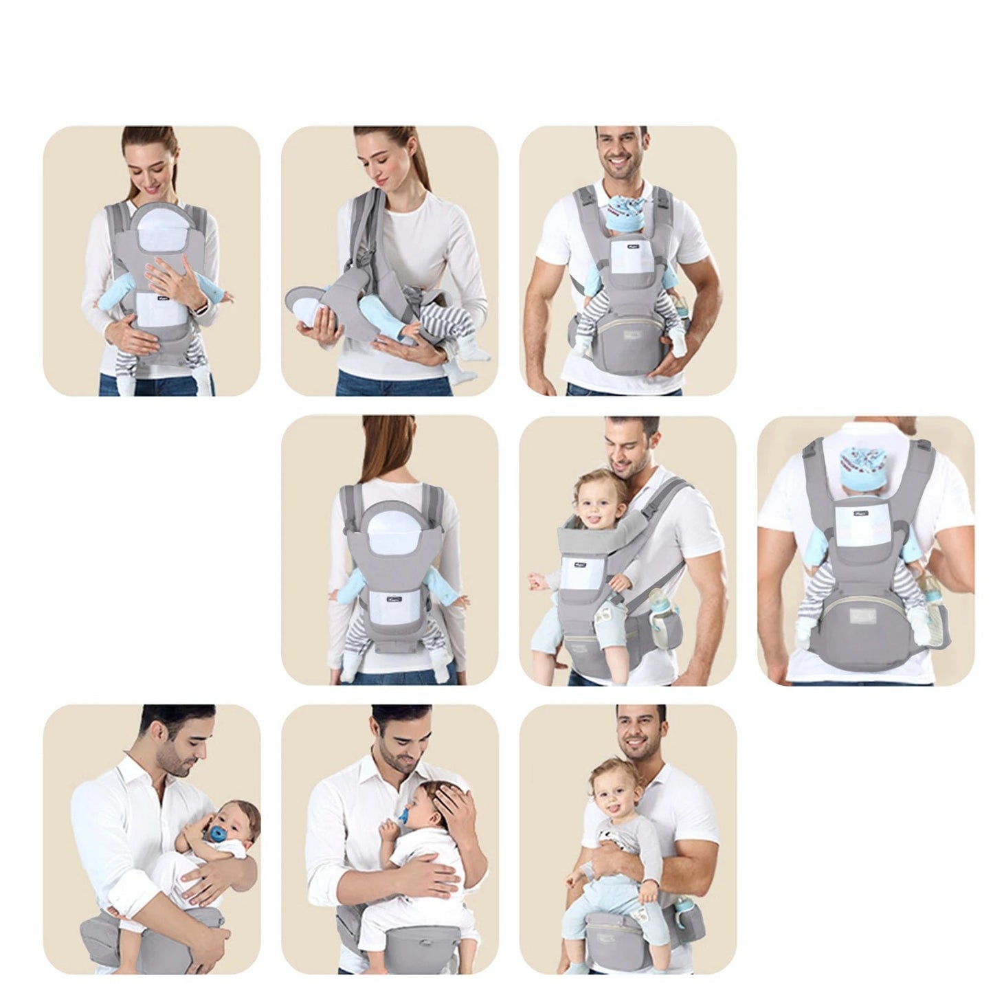 Baby Carrier Ergonomic Infant Multifunctional Waist Stool Newborn to Toddler Multi-Use before and after Kangaroo Bag Accessories