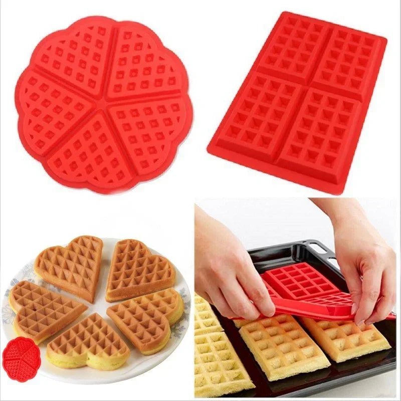 Food Grade Silicone Waffle Mold DIY Cake Mould Non-Stick Silicone Baking Mold Set Kitchen Bakeware Waffle Maker